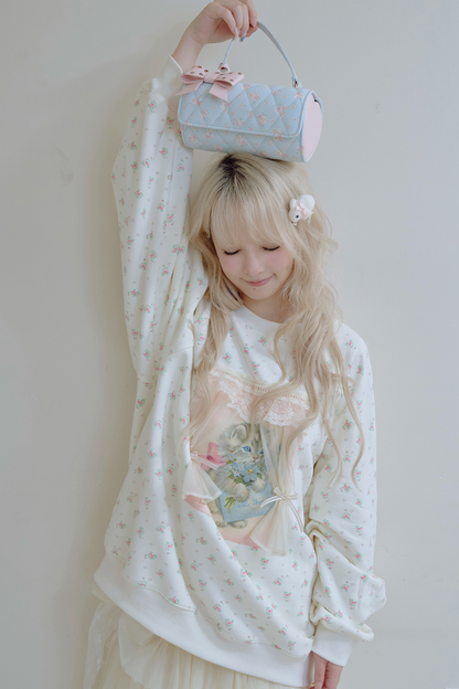 フローラルキャットレースカーテンスウェット