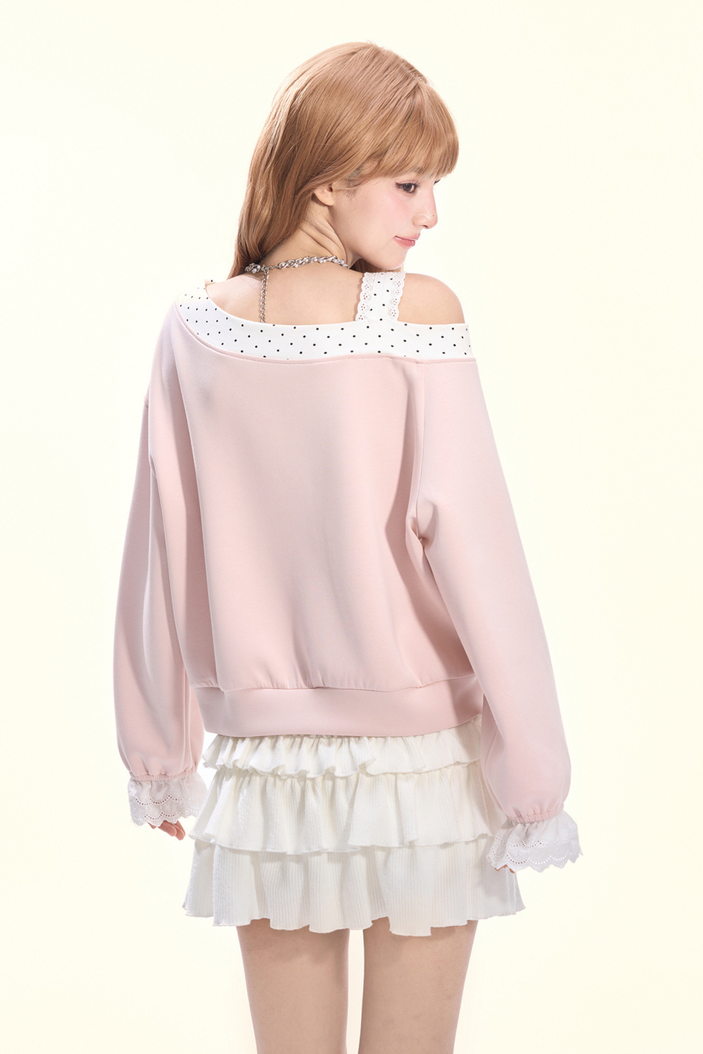 Dot Sweet Cream Pink Sweatshirt