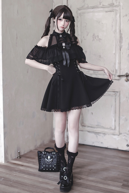 【3月15日予約締切】ダークゴシックシフォンドレス+リボン