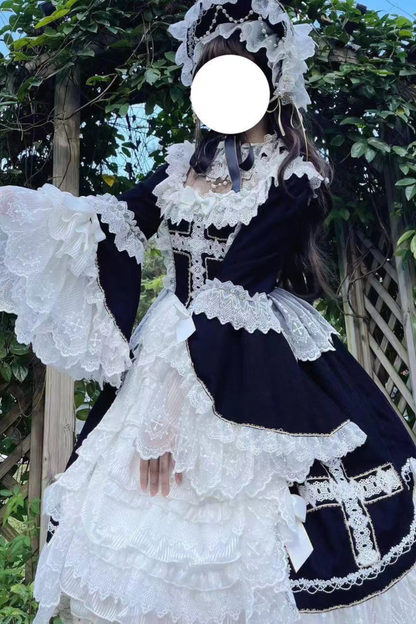 ゴシックドールレースドレス+ボンネット
