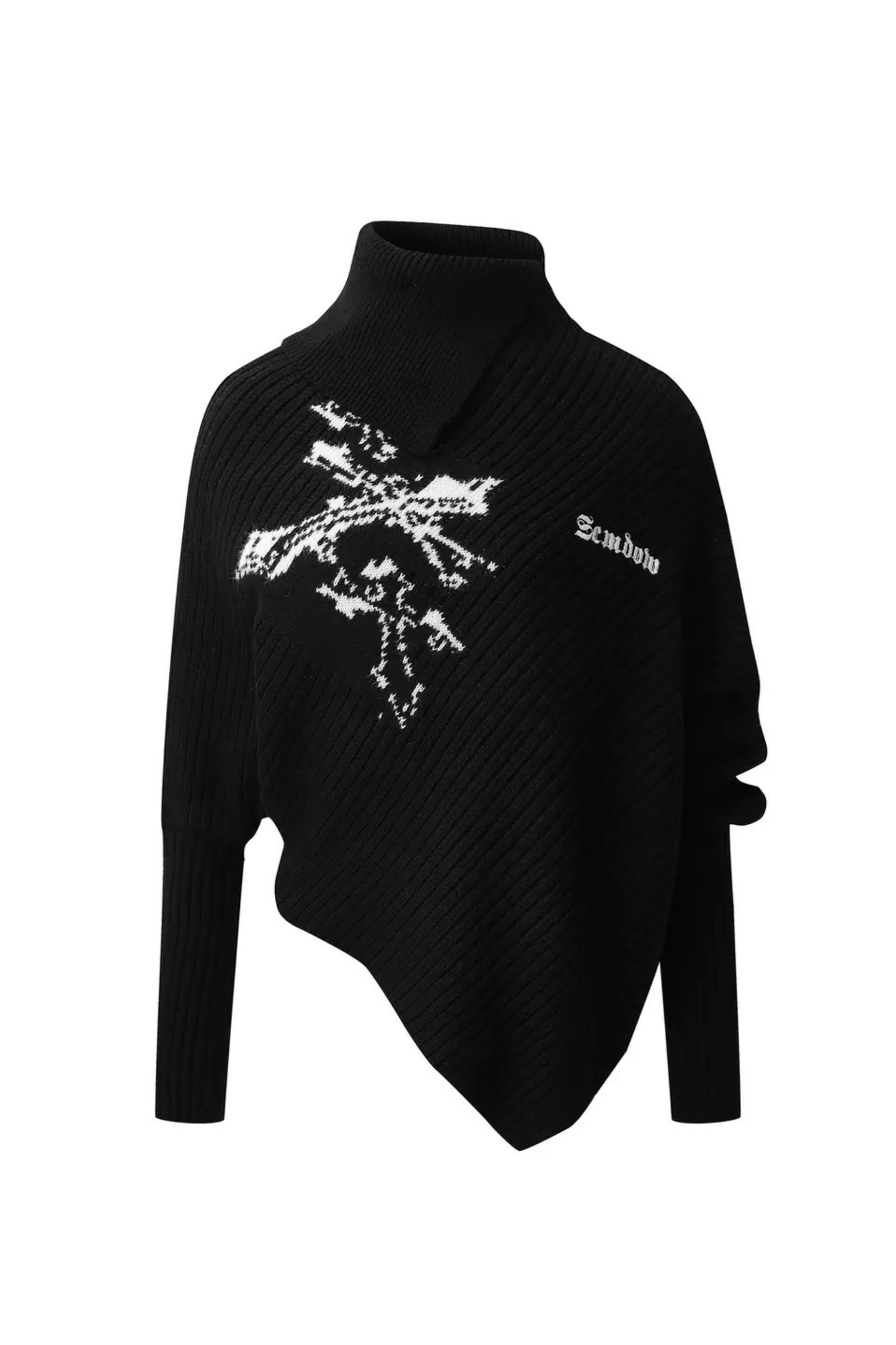 High Neck Letter Print Dark Top