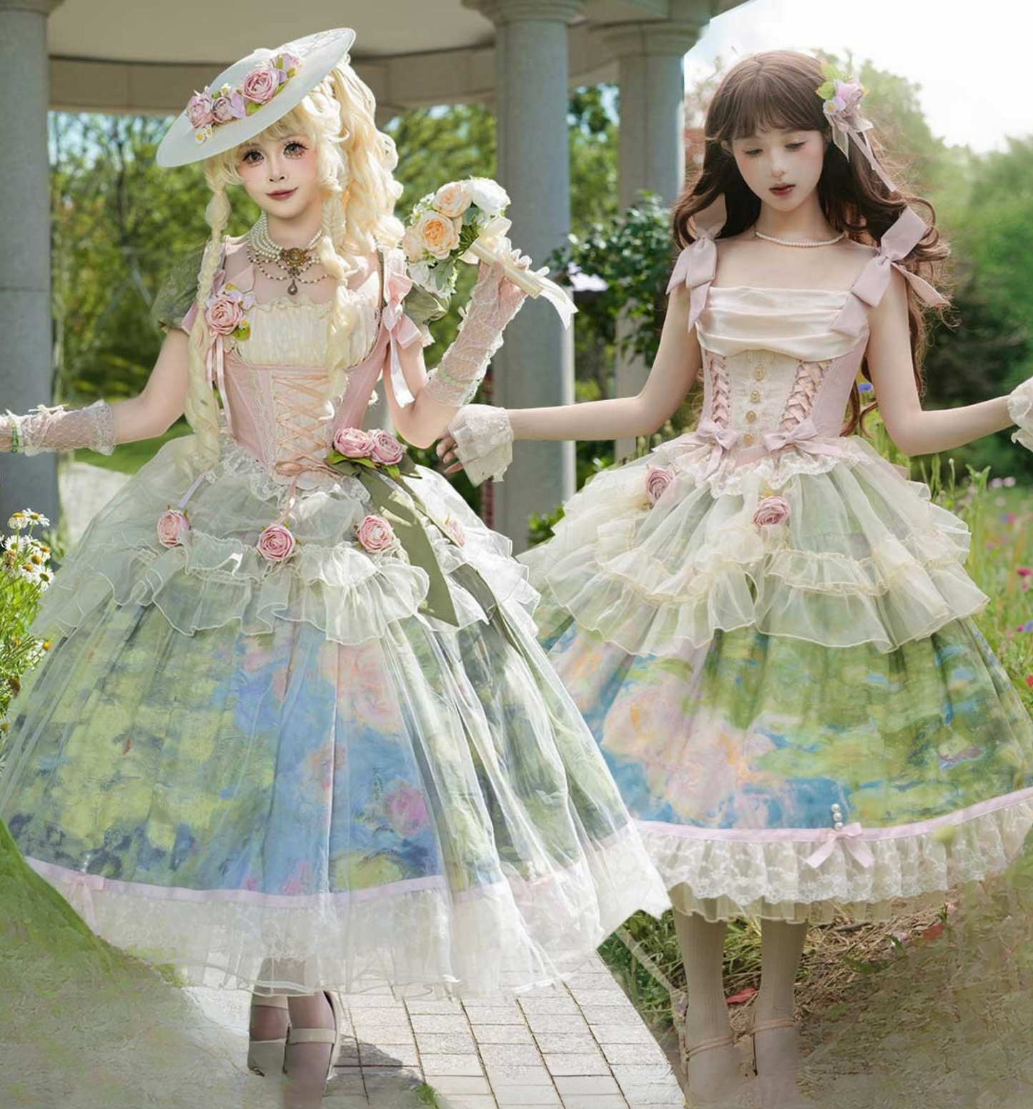 [Pre-order Deadline: May 15] Monet Garden Oil Handle Classical Chiffon Dress + Bustier