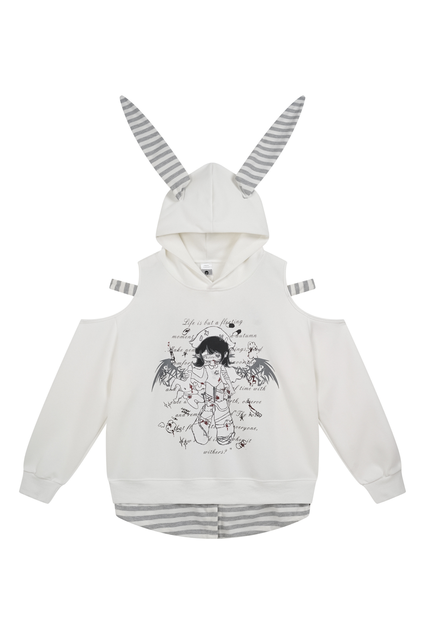 ボーダーうさ耳フードルーズスウェット