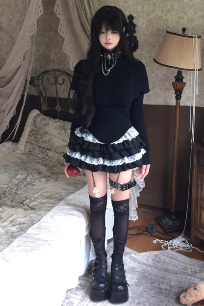 フレンチダークトップス+ケーキスカート