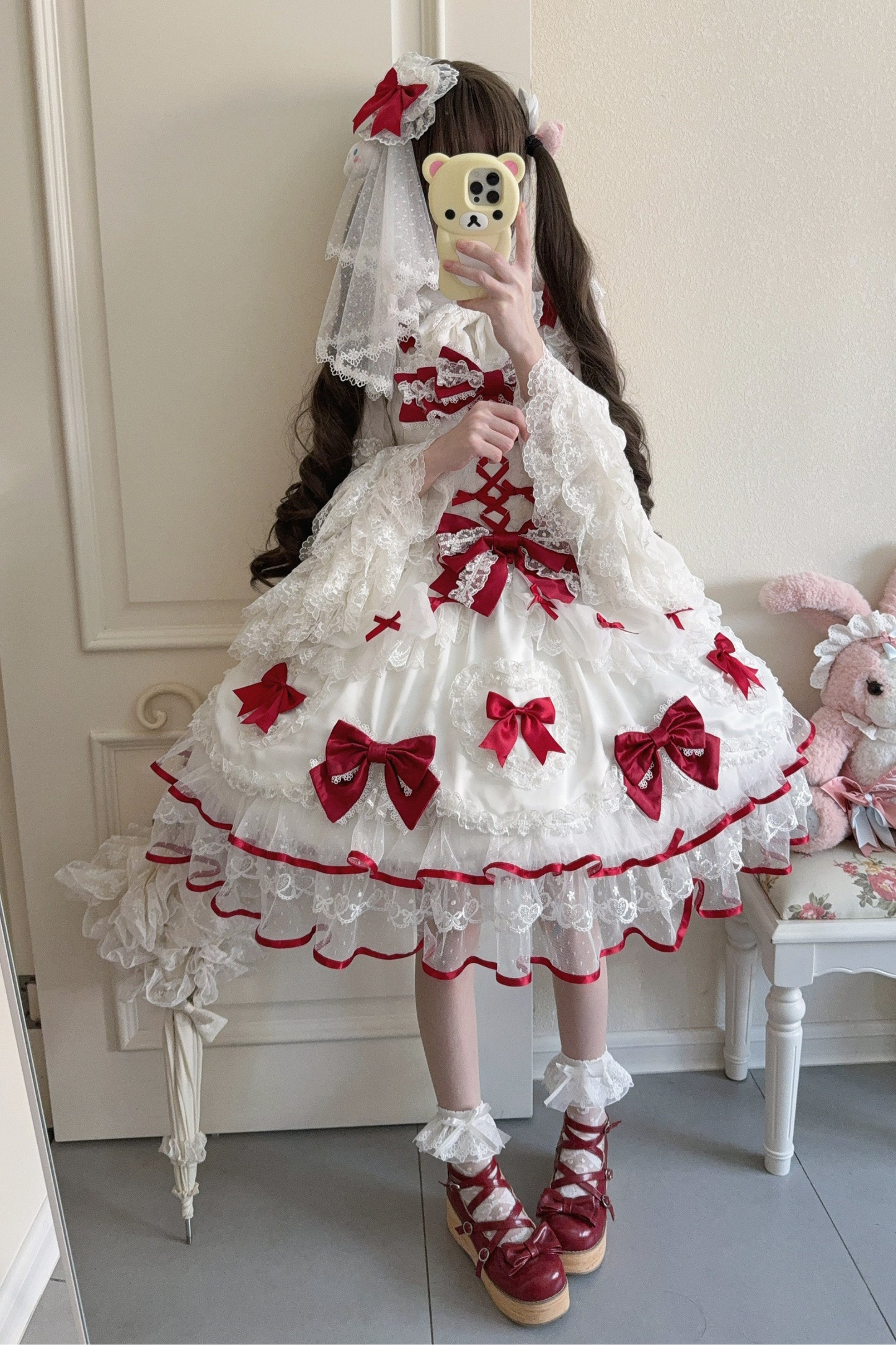 Sweetheart Lolita Dress + Ribbon + Veil