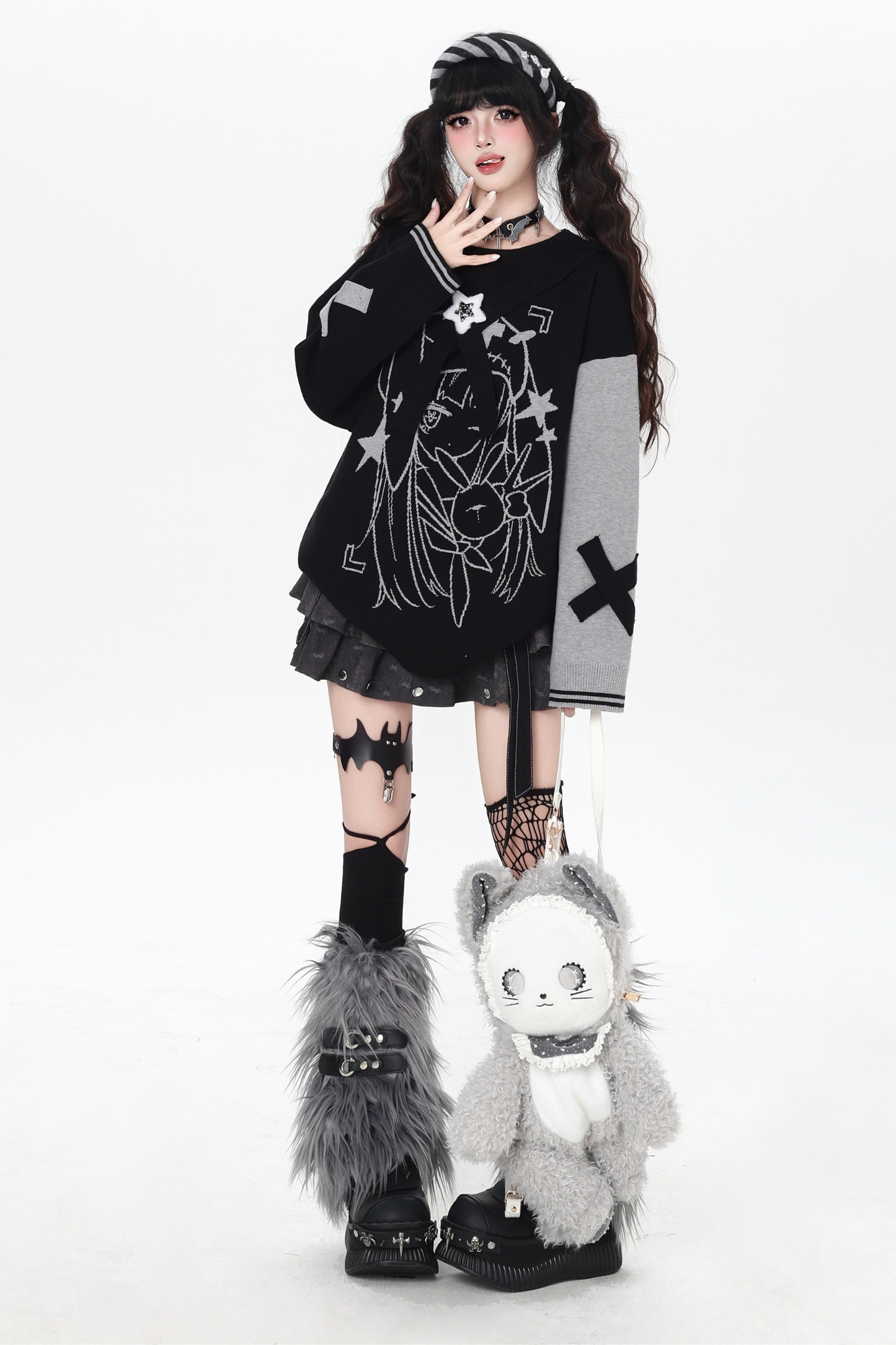 Rabbit Ear Bicolor Loose Sweater