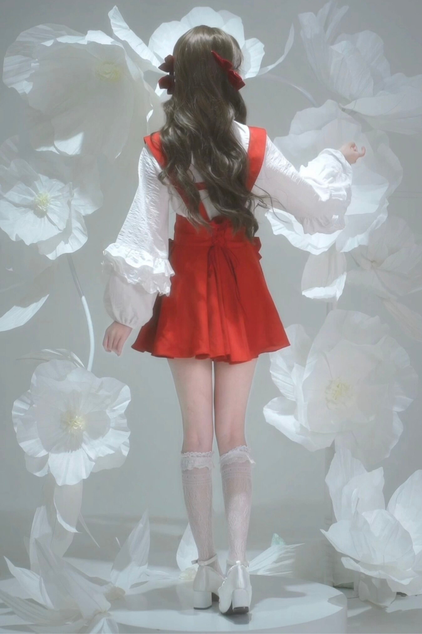Retro Lace Shirt + Suspender Skirt