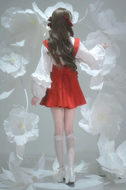 Retro Lace Shirt + Suspender Skirt