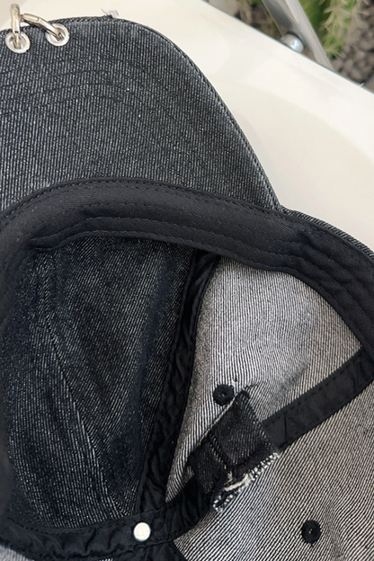 ダークグラフィティデニムラビットキャップ