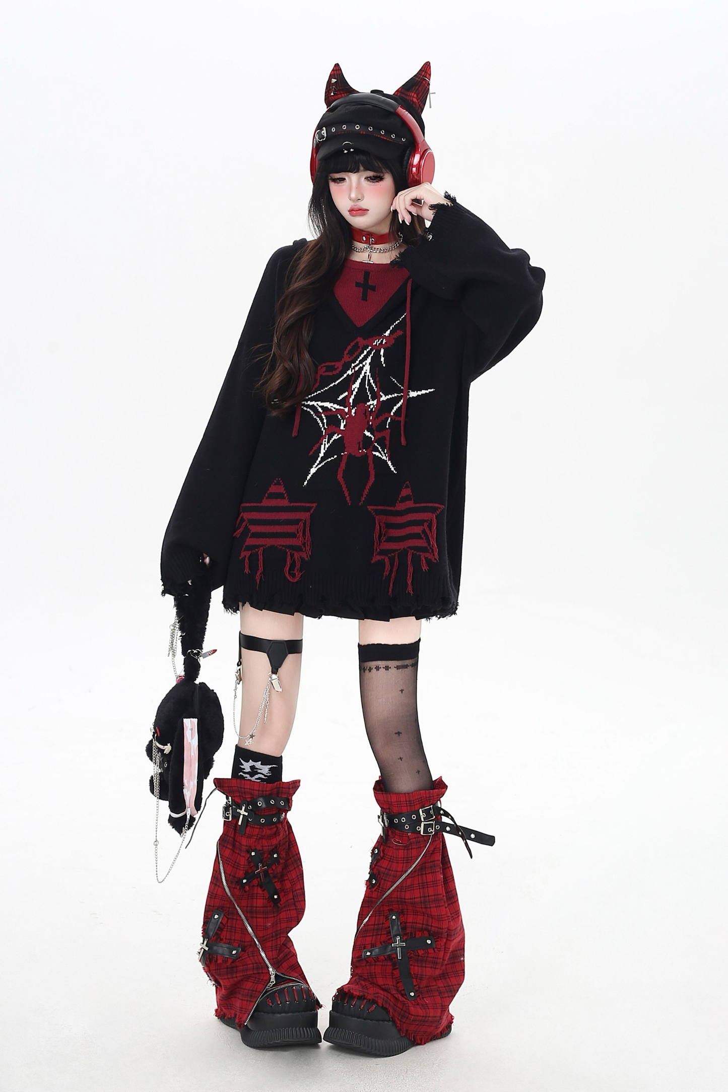 Subculture Faux Tooloos Hooded Tops