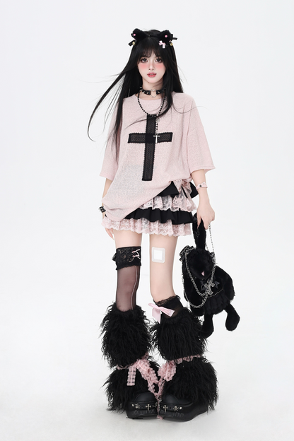 サブカルチャークロスパッチルーズトップス