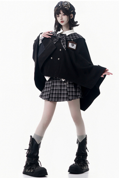 チェッカーアカデミーコート+シャツ+スカート