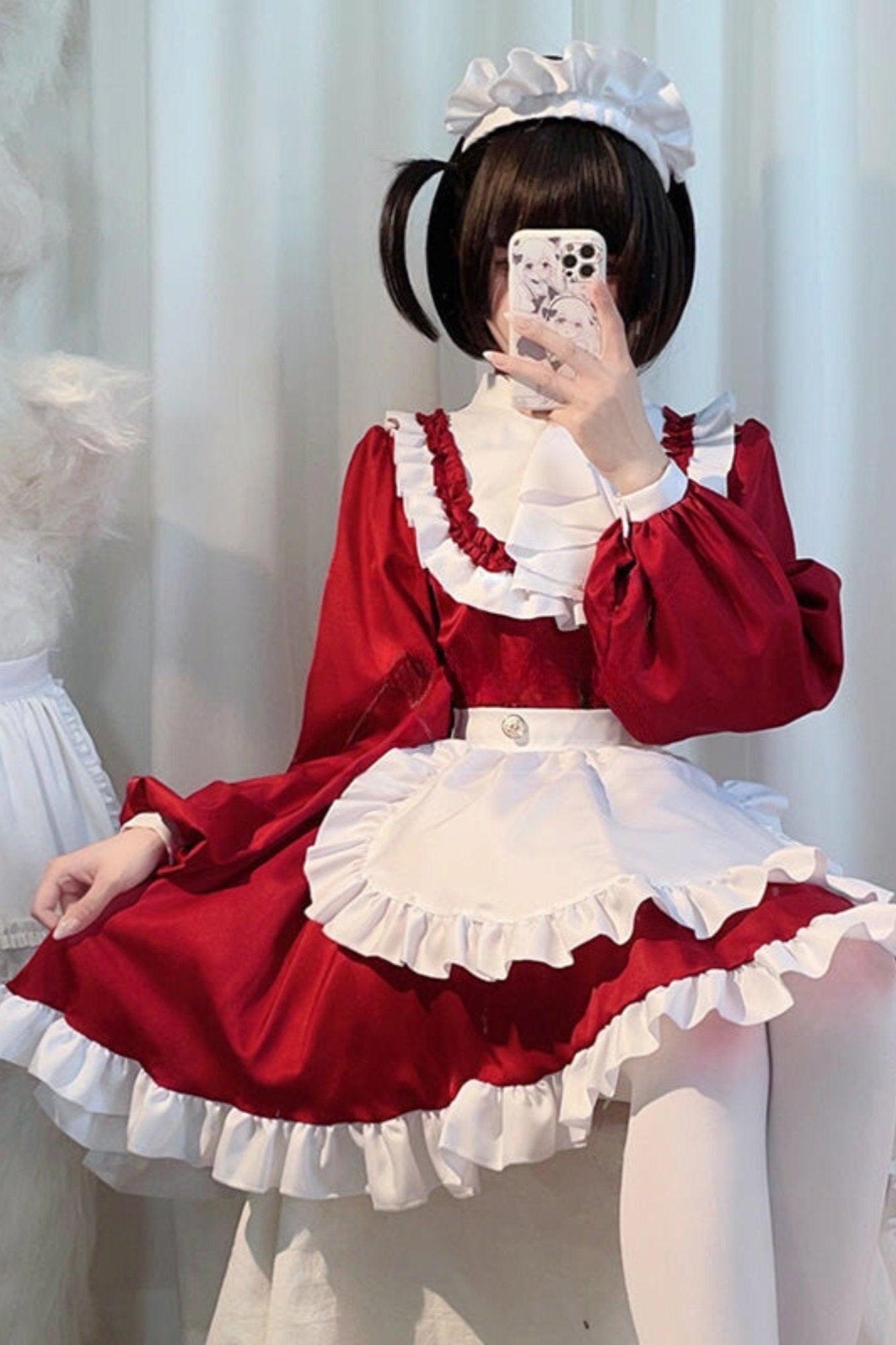 Vintage Red Maid Cosplay Dress