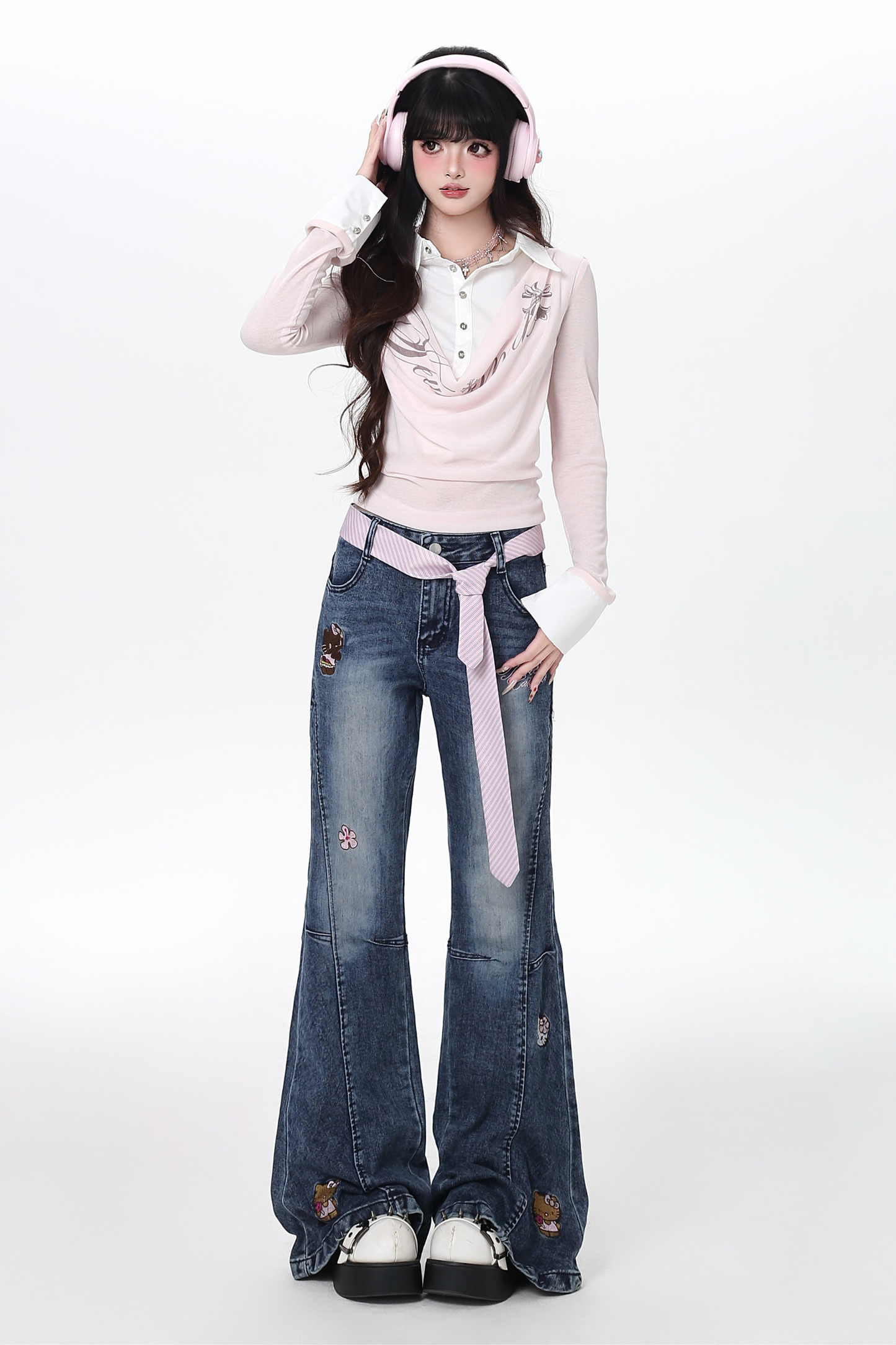 Y2K Osch Design Flare Jeans