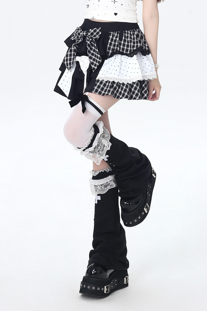 Plaid Dot Tiered Skirt