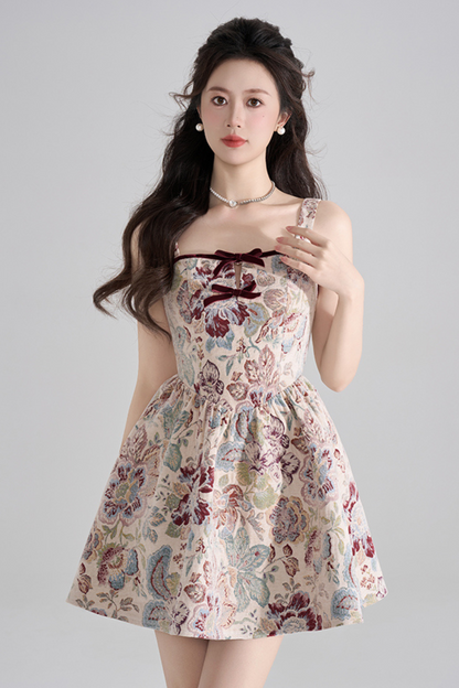 Retro Breeze Fragrance Dress + Short Cardigan