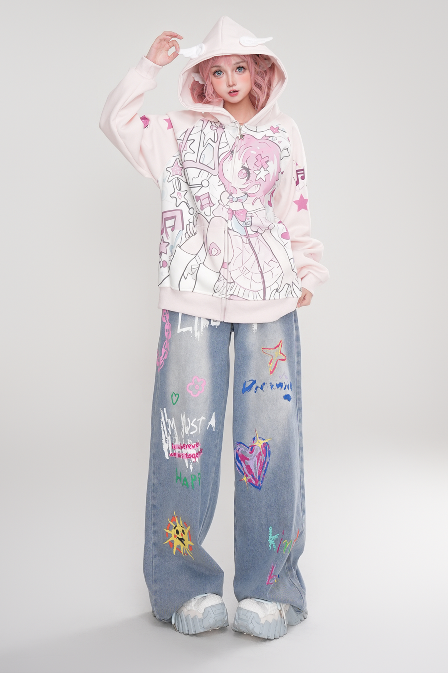 レースアニメフーデッドジャケット