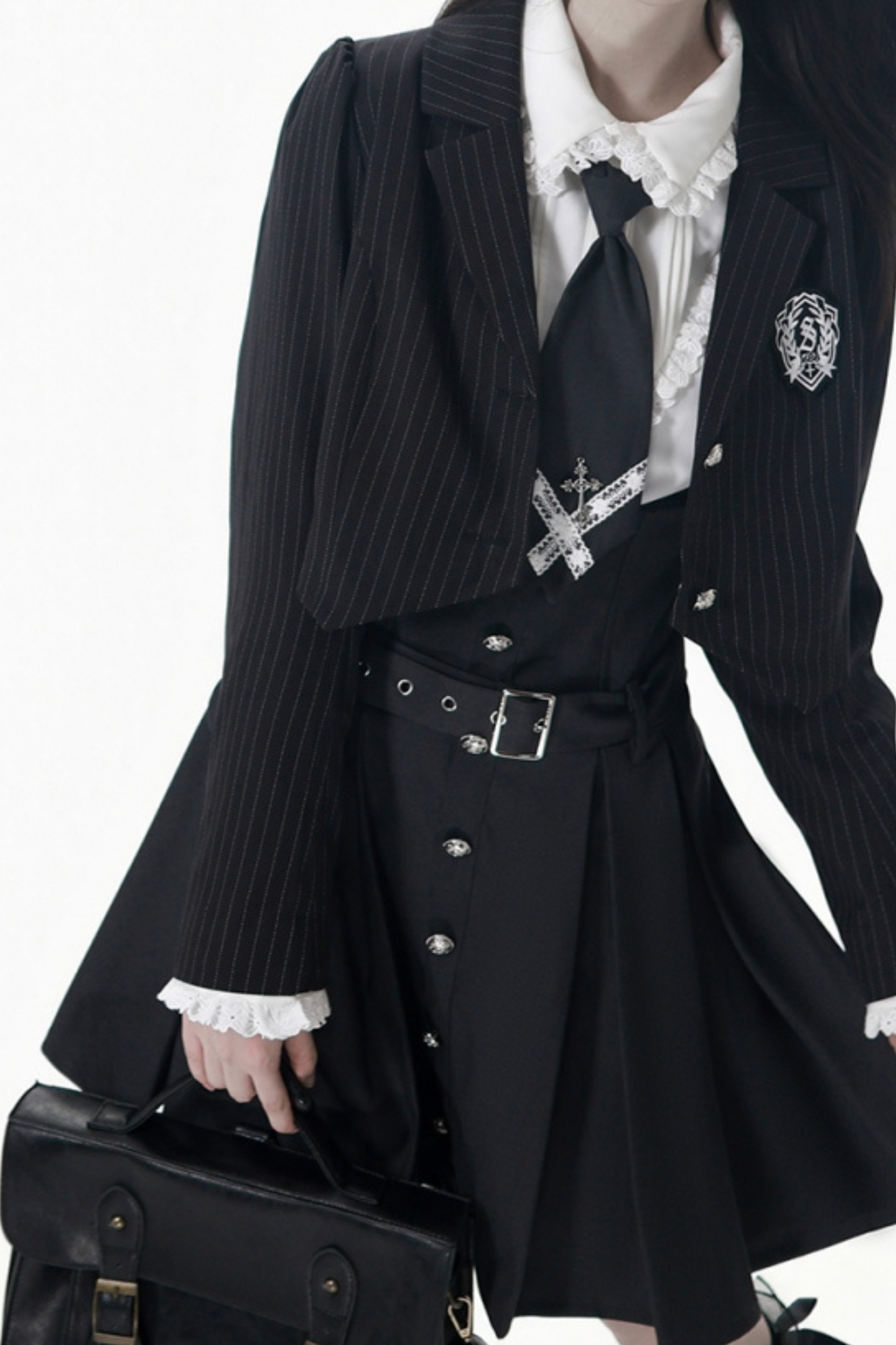 College Jacket + Suskirt + Blouse + Tie