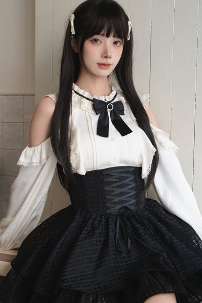 レーストリムエレガントシャツ+スカート