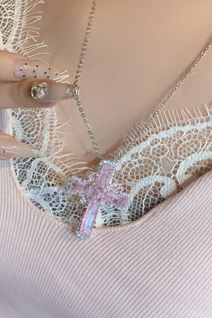 Cracked Cross Cute Necklace