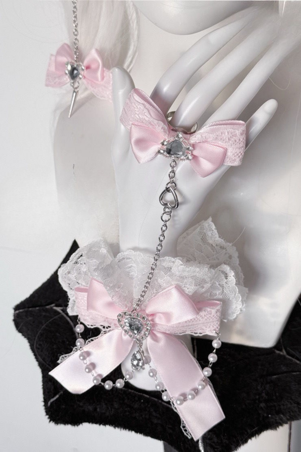 リボンラインストーンチェーンレースハンドスリーブバックチェーン