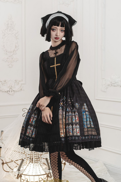 ウィンドウシックレトロドールロリータドレス