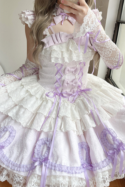 Butterfly Princess Lolita Dress + Petticoat + Clip + Frill Sleeve Shirt