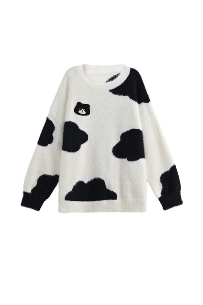 モノクロルーズニットセーター