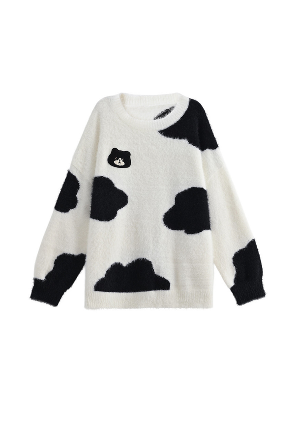 モノクロルーズニットセーター