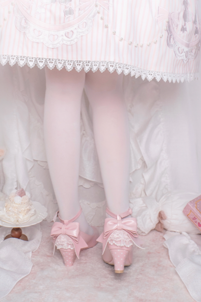 レトロドットハートロリータスイートシューズ