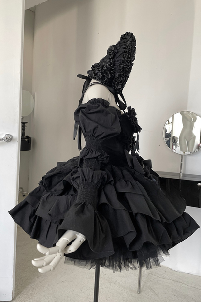 シフォンゴシックバッスルフリルドレスセット