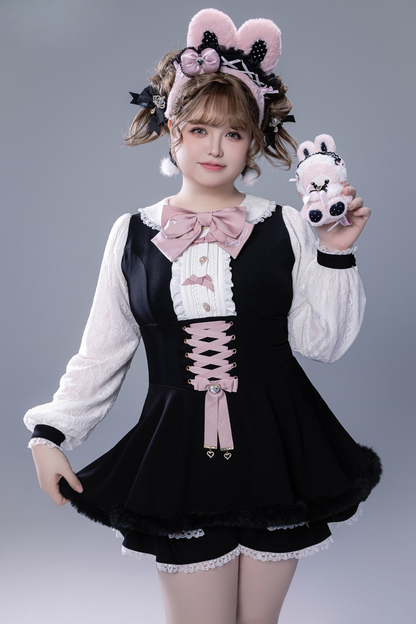 Fluffy cute cape + top + pants + brooch