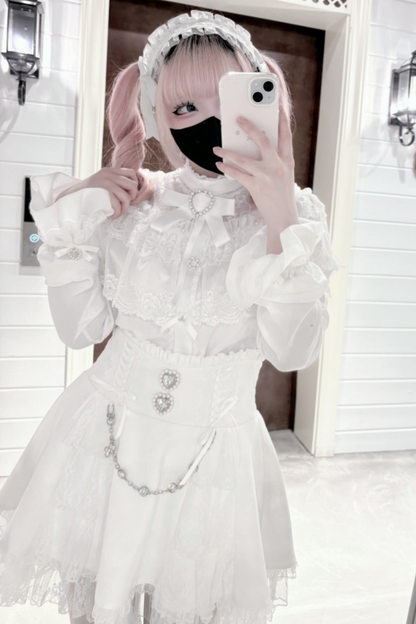 Mine lace cape shirt + sleeves + brooch