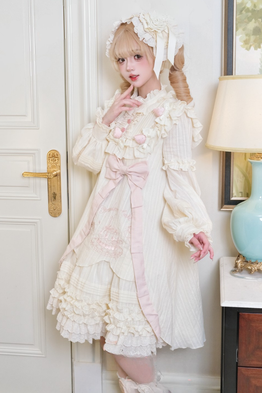 [Reservation Deadline: January 29th] Strawberry Sweet Lolita Romantic Frill Dress + Hair Accessory