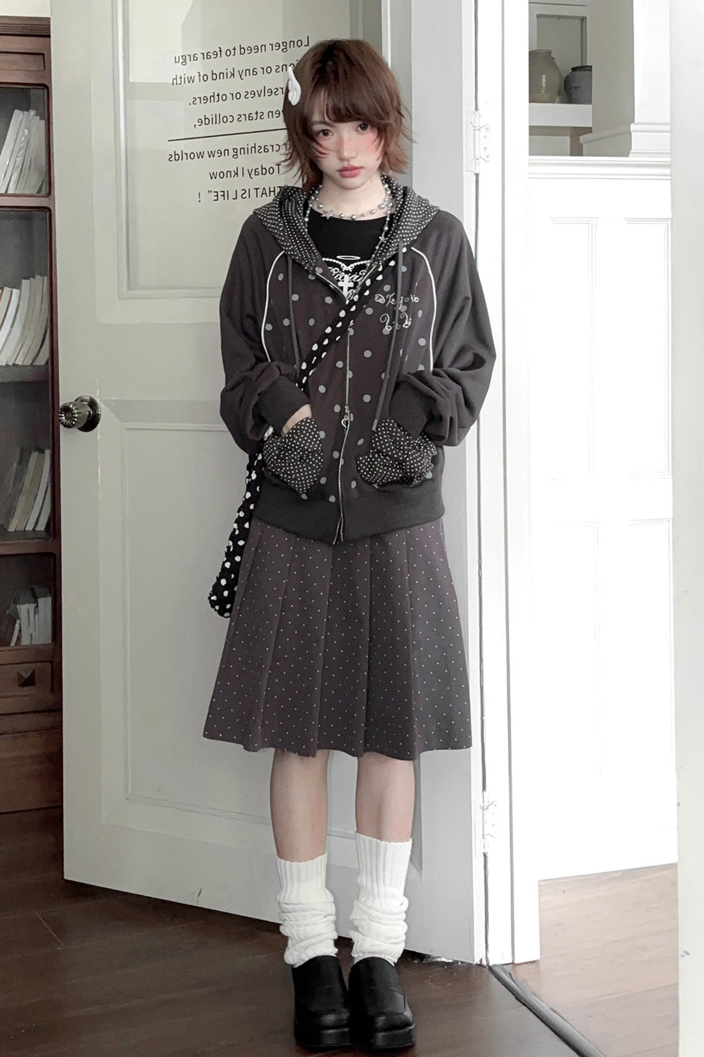 Y2K Dot Design Hoodie