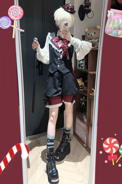[Pre-order Deadline: April 25] Castle Prince Candy Lolita Vest + Shirt + Pants + Ribbon + Hat