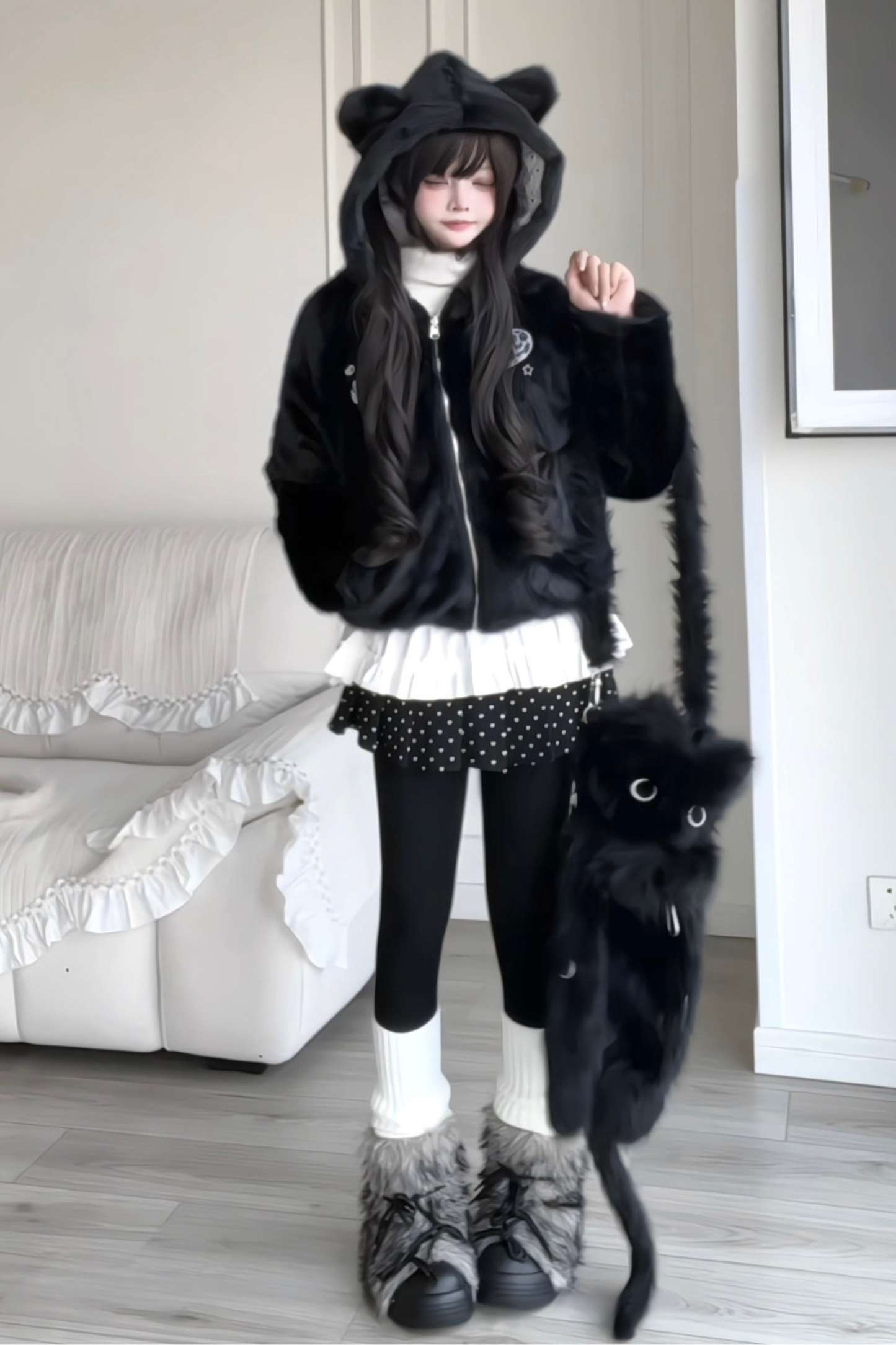 Animal Fur Reversible Zip Jacket