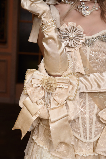 サテンリボンパールハンドバッグ