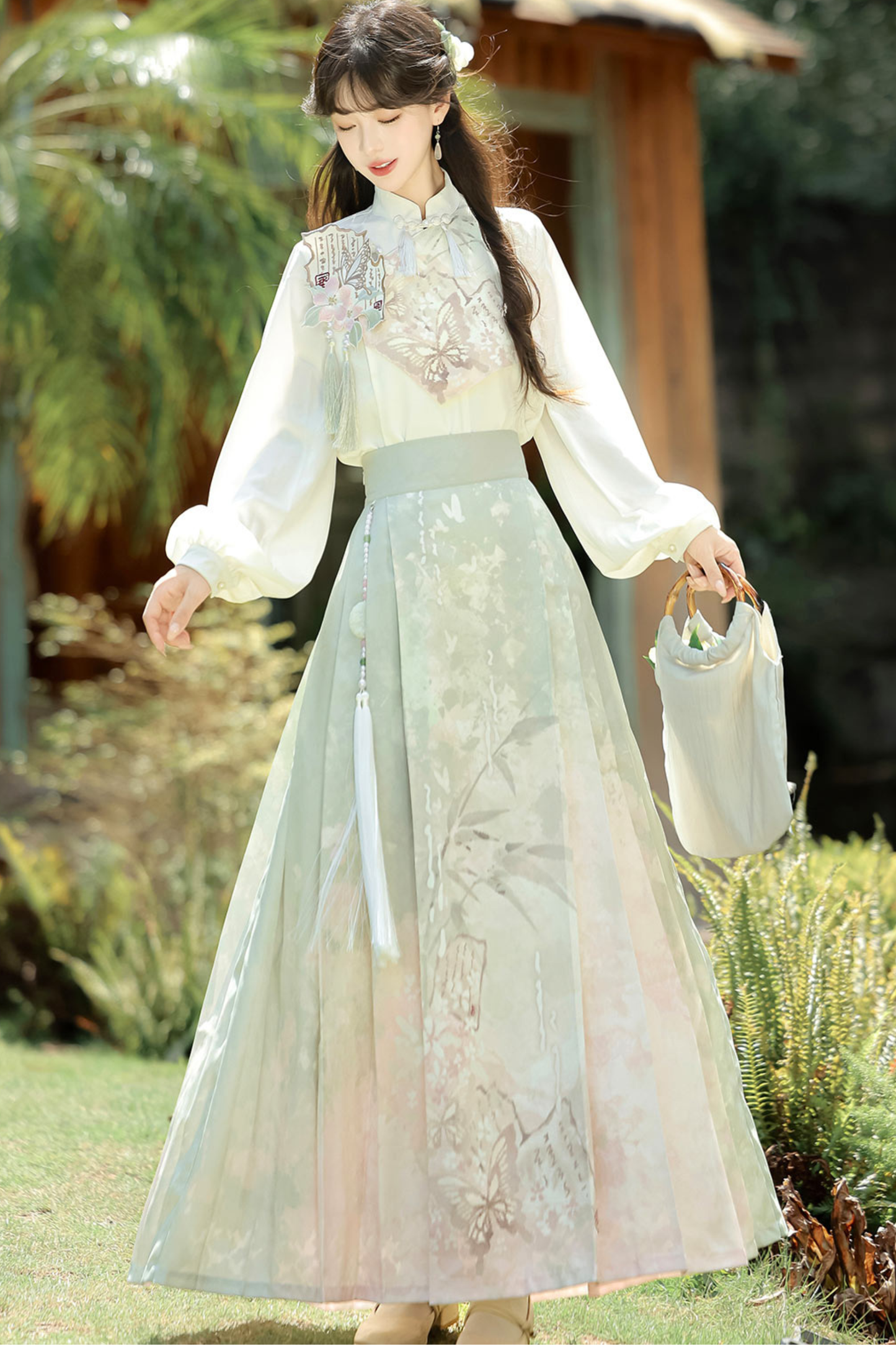 Retro china top + long skirt