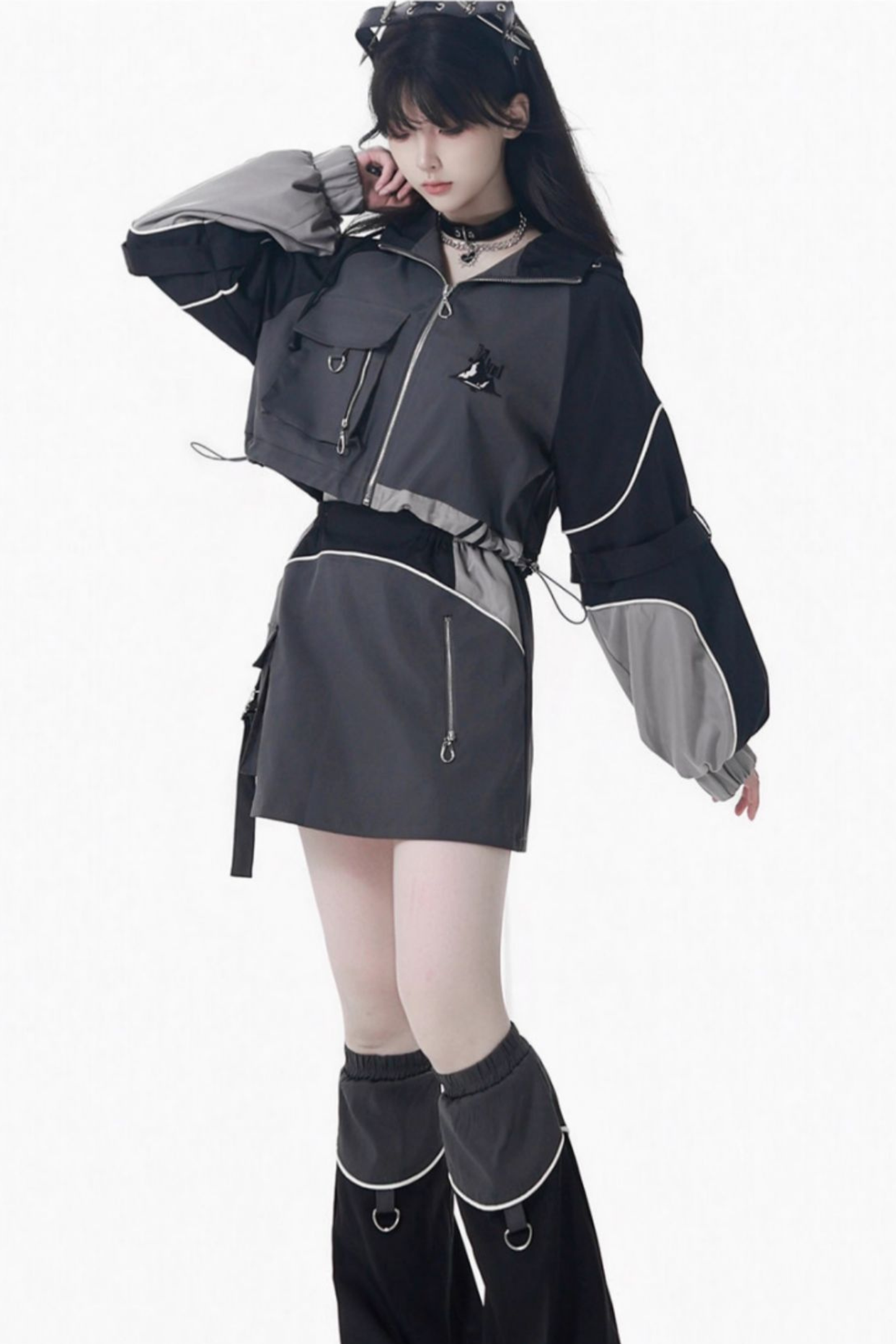 モードダークジャケット+ロングパンツ+スカート+レッグウォーマー