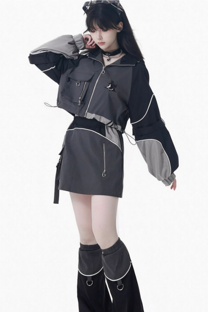 モードダークジャケット+ロングパンツ+スカート+レッグウォーマー