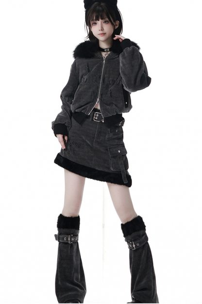 リトルウルフファージャケット+アシメスカート+レッグカバー