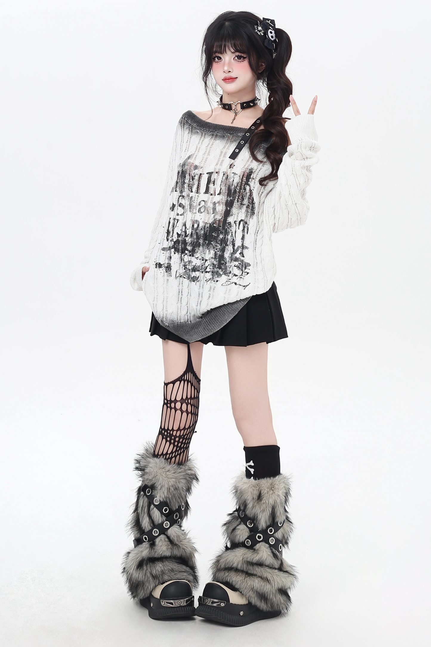 ダークグラデーションオフショルダートップス