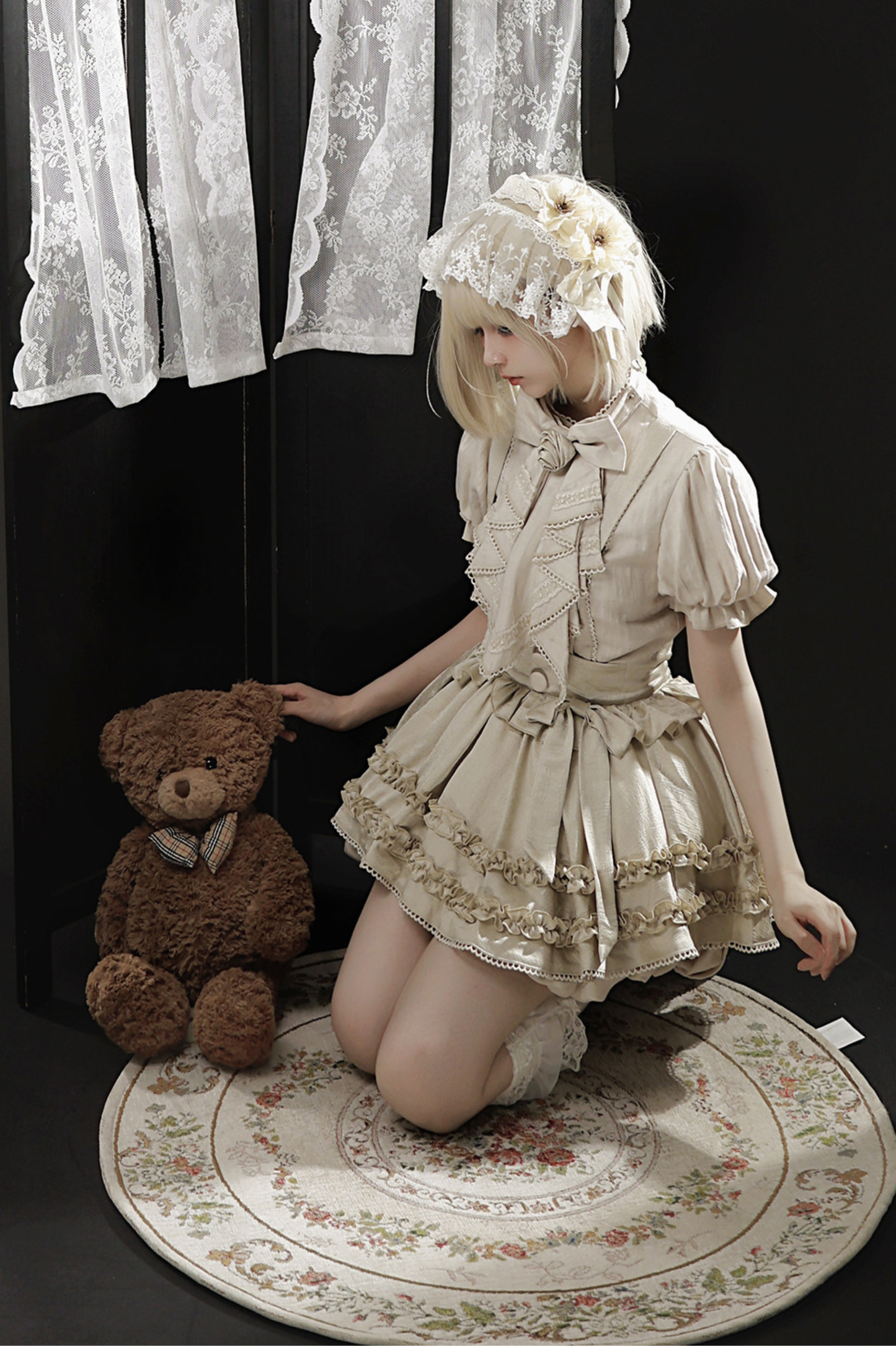 Antike florale Lolita Oberteile + Trägerrock
