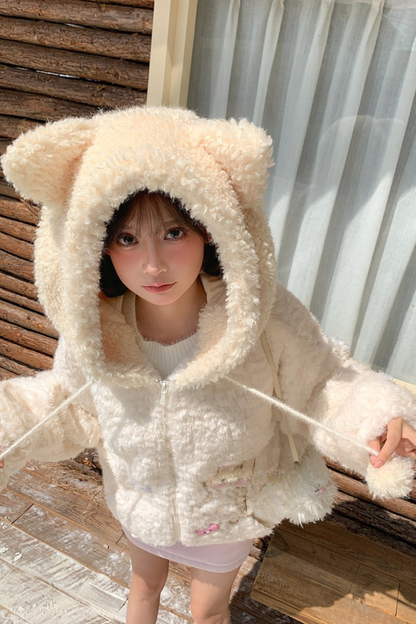 ホワイトファーキャットフードコート