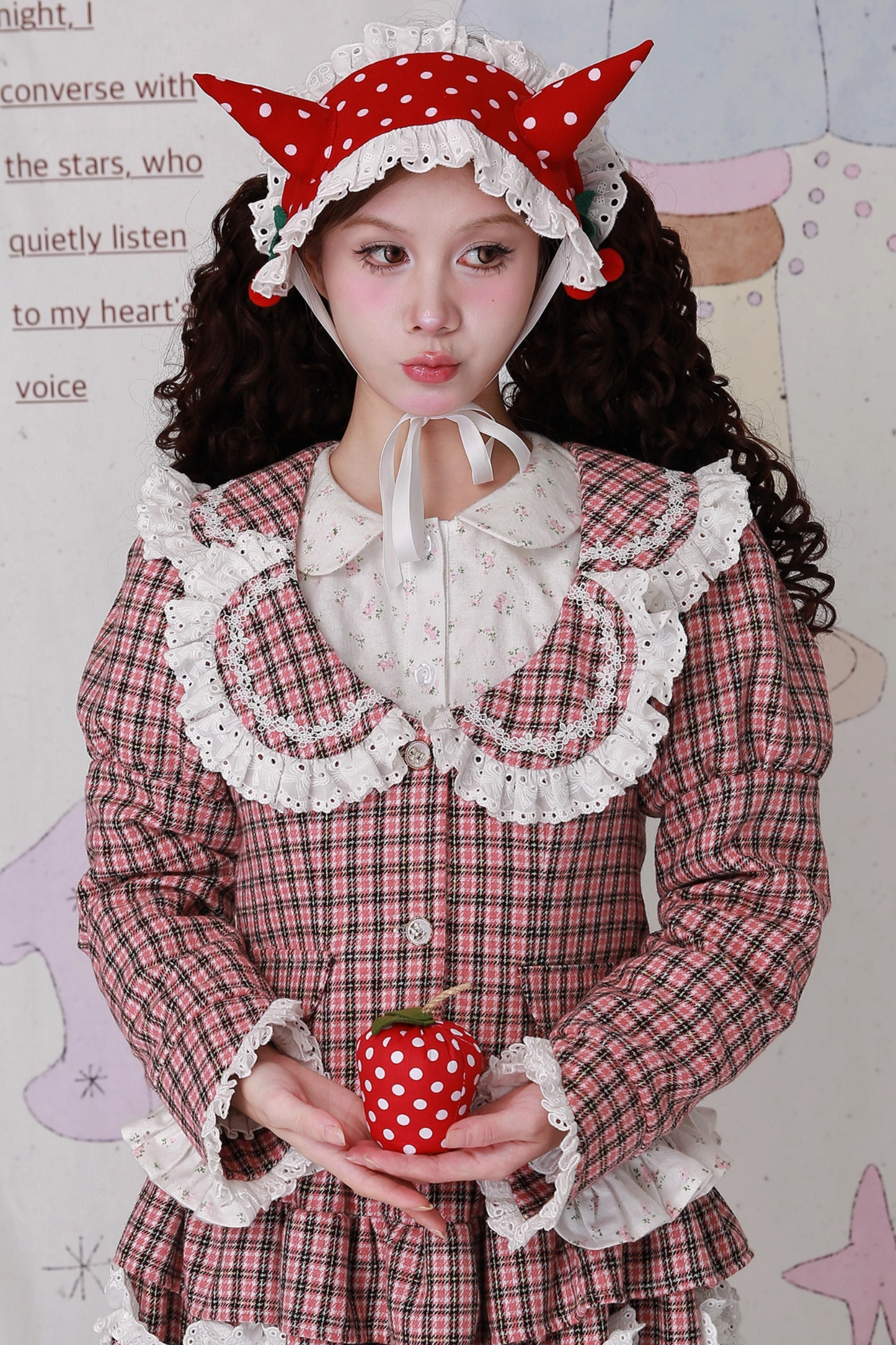 チェックレースレトロクラップカラージャケット