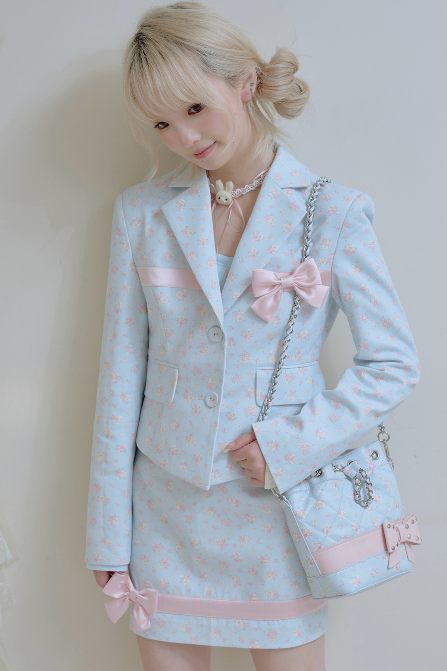 フローラルスイートリボンジャケット＋タイトスカート