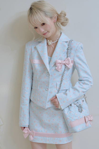 フローラルスイートリボンジャケット＋タイトスカート