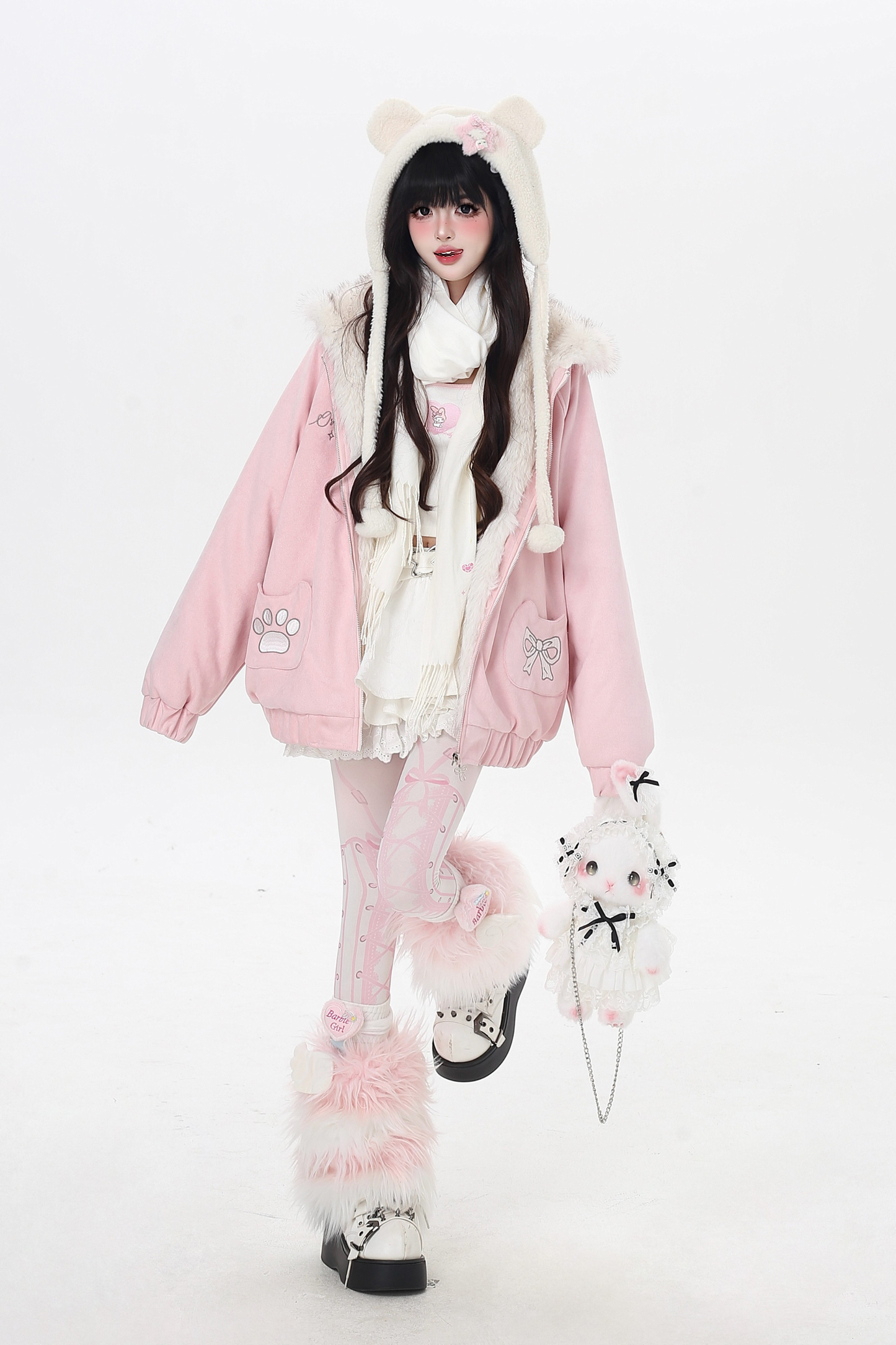 猫耳フードルーズジャケット