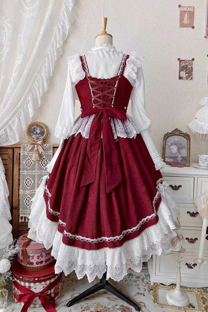 ゴシックドールレースジャンパースカート+ボンネット+ショール